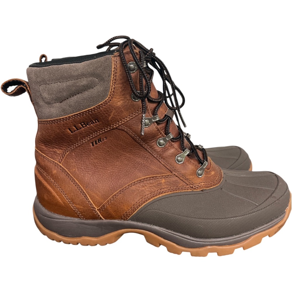 LL Bean Storm Chaser Boots Mens 11.5 M Brown Leather Waterproof Tek2.5 Primaloft